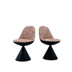 北欧现代设计师旋转餐椅柔软布艺休闲桌椅化妆凳轻奢华舒适创意背