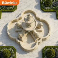 Fontaine Monumentale en Marbre Beige à Quatre Lions, Sculpture à Plusieurs Niveaux, Fontaine d'Extérieur pour Jardin, Décoration de Luxe pour Hôtels, Villas et Places Publiques