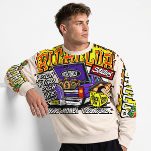 Top Quality Street Style Long Sleeve Sweatshirt <b>Men</b> O-Neck Printed Jersey Cotton Regular Fit With Pattern Design - Product Image 6