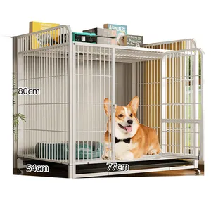 Portable Pulleys Pet Cage Leak-Proof Bold Reinforcement Dog Cage with Toilet Pallet