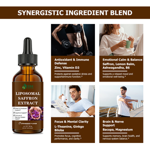 Extrait de Safran Liposomal en Gouttes Liquides Marque Blanche Vitamine D3 Système Immunitaire et Nerveux Apaisement Naturel Facile à Transporter - Product Image 4