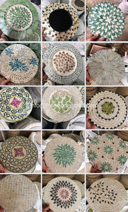 Créativité Design nacre rotin plateau de service vaisselle mosaïque plateaux de service sans poignée - Product Image 5