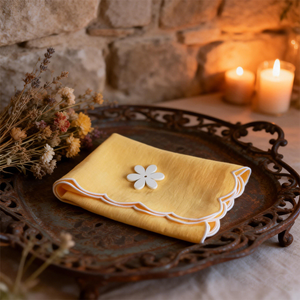 Set <span class=keywords><strong>di</strong></span> <span class=keywords><strong>Tovaglioli</strong></span> in <span class=keywords><strong>Lino</strong></span> Ricamati a Onde Fatti a Mano, Tovagliette Vintage per Matrimoni, <span class=keywords><strong>Tovaglioli</strong></span> Decorativi per Ristoranti e Cerimonie - Product Image 3