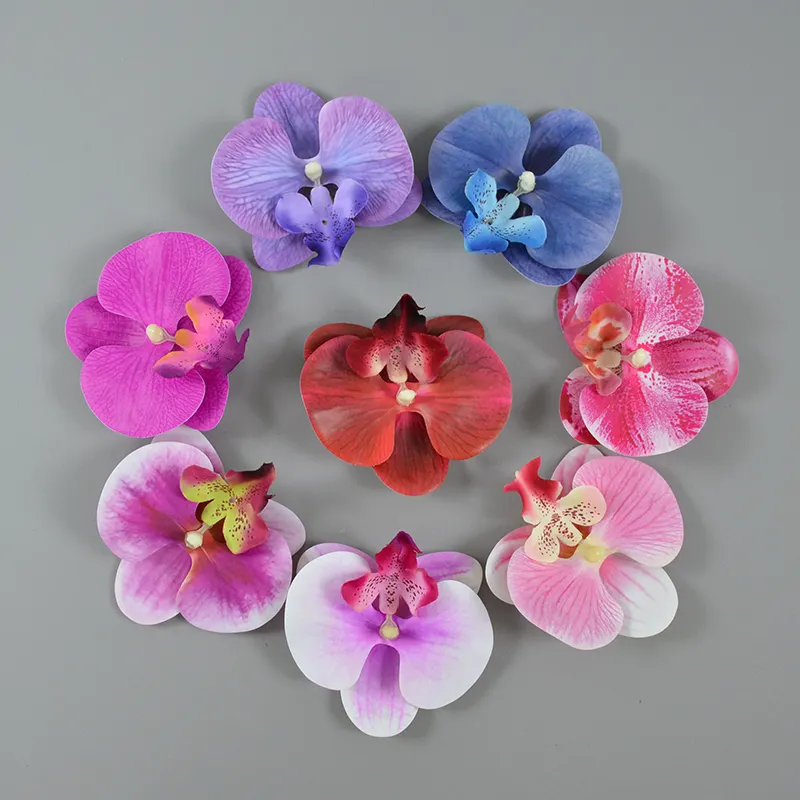 Têtes d'orchidées papillon en latex artificiel Phalaenopsis Real Touch pour la maison, le bureau, la fête de mariage, le bouquet floral et l'artisanat.