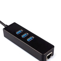 BAJEAL Hub USB 3.0 à 3 ports avec adaptateur répartiteur Ethernet en plastique ABS, vitesse rapide pour PC, logo personnalisé en stock