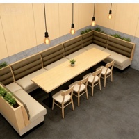 Canapé de café commercial haut de gamme, table et chaises en bois sur mesure pour restaurant