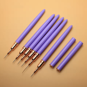 Ensemble de stylos pour nail art UV, pinceaux ovales en nylon, pointes en Kolinsky Sable, manche en métal, outils de peinture professionnels de luxe personnalisés pour salon - Product Image 2