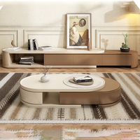 Table Basse Moderne Simple Grande et Durable Écologique avec Meuble TV Rétractable en Bois pour Salon, Meuble de Maison avec Fonction de Levage
