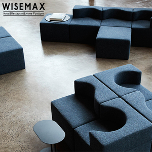 WISEMAX FURNITURE Modern minimalist home hotel <span class=keywords><strong>hobby</strong></span> sezionale sofa cafe shop blue soft fabric divano modulare per soggiorno - Product Image 5