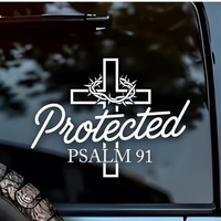 Autocollant de voiture Croix de Jésus, motif Psaume 91, imperméable et résistant aux UV, pour fenêtre et pare-chocs, motif de prière, adapté pour BMW, Benz, Audi, VW