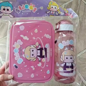 เบนโตะสองชั้นสำหรับเด็กนักเรียนกล่องอาหารกลางวันการ์ตูนพลาสติกกันรั่วกล่องใส่อาหารไมโครเวฟแบบพกพา - Product Image 6