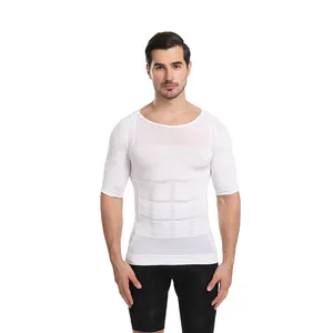 Mens Shapewear Compression Shirts Short Sleeves Body Shaper For Men Tummy Control Girdles
