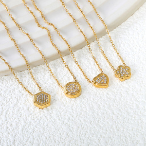 Collier de clavicule rectangulaire en métal 18 carats de style européen américain pour femmes, pendentif en acier inoxydable, bijoux - Product Image 2