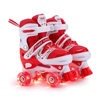 Patins à roulettes en ligne pour filles, débutants, à quatre roues, avec lumières, ensemble complet, double rangée, coque en maille PU, roulements 608z