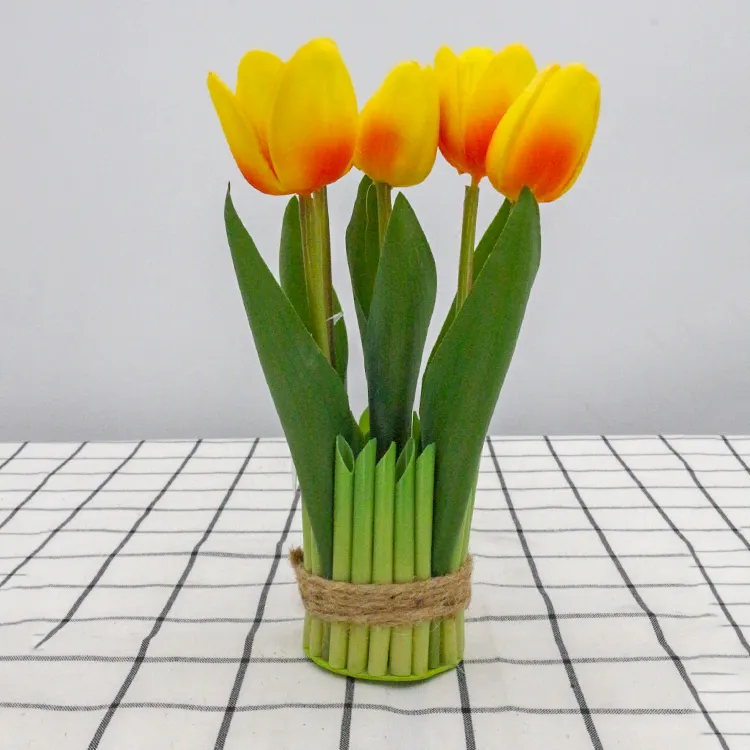 Home decoration fleurs artificielles handmade plastic artificial tulips bonsai