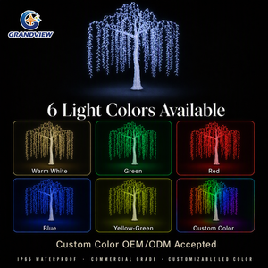 Arbres artificiels en <span class=keywords><strong>saule</strong></span> <span class=keywords><strong>pleureur</strong></span> lumineux à LED personnalisés pour l'extérieur, IP65, pour la décoration des parcs, des jardins et des aménagements paysagers - Product Image 2
