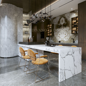 Chaises de salle à manger en acier inoxydable au design luxueux, meubles de maison modernes, chaise de salle à manger rembourrée en cuir DC-00, rembourrée moderne - Product Image 5