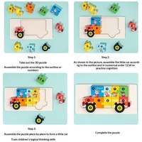 Jouets éducatifs en bois pour enfants de 0 à 24 mois, blocs de construction cognitifs pour l'éducation précoce, animaux, transports, formes, puzzles 3D