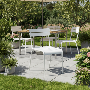 Sedia da pranzo moderna in metallo bianco per esterni - Product Image 3