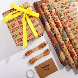 Vente en gros d'usine Papier d'emballage cadeau imprimé kraft 43*300 cm Emballage en papier kraft - Product Image 5