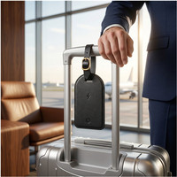 Traceur de bagages intelligent anti-perte en cuir PU avec fonction de localisation sonore, charge sans fil et compatible iOS pour une autonomie prolongée