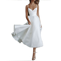 Vrouwen Deep-V-hals Ruches Enkellange Lange Mouwen Slit Gedrapeerde Party Avondjurk