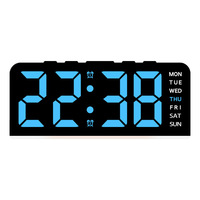 Reloj Despertador Digital LED Grande con Luz Ambiental, Visualización de Fecha y Semana, Función de Repetición, Reloj de Escritorio Moderno para Dormitorio u Oficina