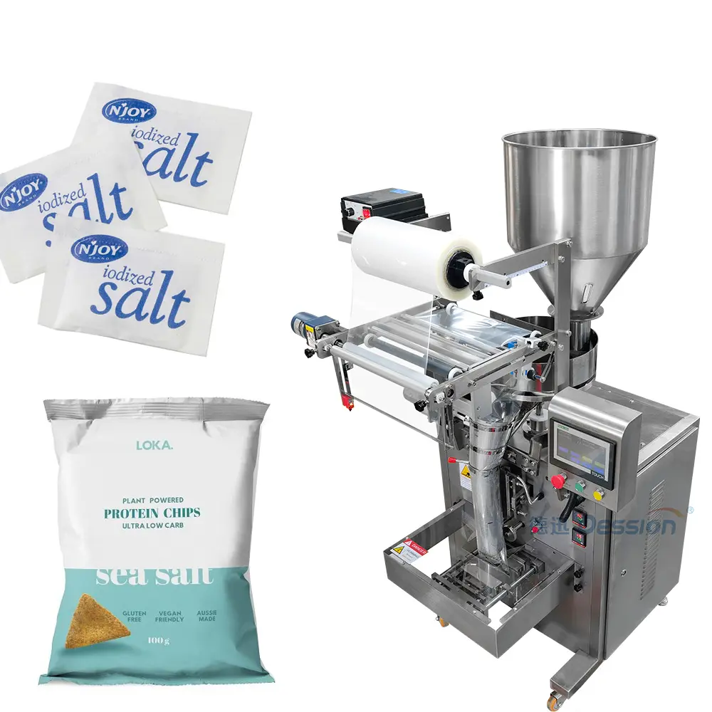 Máquina de embalagem de sal e pimenta, máquina pequena totalmente automática de 1g 100g, saco de sal granular para moagem de pó