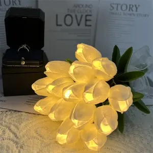 Lámpara de mesa de ambiente romántico, flor de tulipán led, luz de noche Led para fiesta de Navidad, vacaciones, decoración de dormitorio
