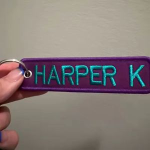 Custom Logo Design Fabric Anime Airplane Woven Embroidery Keychain Jet <b>Tag</b> - Product Image 5