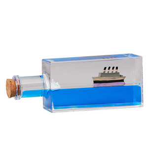 Botella Decorativa con Líquido Flotante, Forma Rectangular, Gotas de Aceite, Barco Crucero, Hecho a Mano, Regalo de Cumpleaños para Hombres y Mujeres - Product Image 5