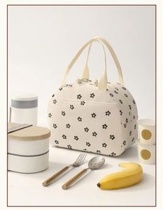 Large Capacity Corduroy Tote Bag Reusable <b>Insulated</b> Thermal School Work Picnic Travel Cooler <b>Lunch</b> <b>Box</b> Bag Food Drink Packing - Product Image 2