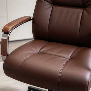 Brown High Back Executive Office <b>Chair</b> Ergonomic Swivel <b>Reclining</b> Leather Desk Seat with Footrest for Home Office - Product Image 4