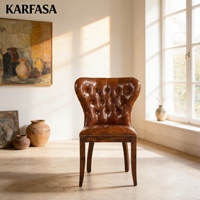 Chaises de salle à manger classiques américaines en bois, style vintage, avec coussins en cuir, personnalisables
