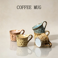 Tasse en céramique créative vintage moulée à la main, effet léopard, glaçure kiln-shifting, couleur macaron, compatible lave-vaisselle et micro-ondes, pour café