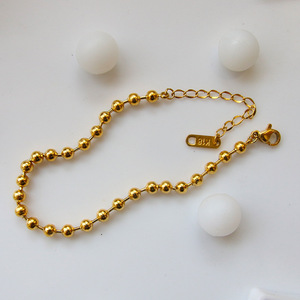 Bracelet classique d'été à perles rondes pour femme, en acier titane plaqué or, perles Bouddha, ne <span class=keywords><strong>perd</strong></span> <span class=keywords><strong>pas</strong></span> sa couleur, bijoux - Product Image 1
