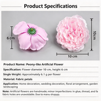 Bunga Peony Berlapis 10cm, Bahan Aksesoris Rambut DIY untuk Bunga Sutra dan Bunga Palsu