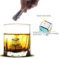 6 pièces/ensemble de glaçons en acier inoxydable pierres de refroidissement réutilisables pour le whisky et le vin gardez votre boisson au frais plus longtemps