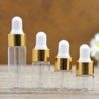 Mini flacons compte-gouttes en verre transparent ambré avec bouchon doré pour huiles essentielles, parfums et cosmétiques liquides