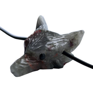 Pendentif tête de <span class=keywords><strong>loup</strong></span> en cristal de quartz pierre de sang percé, - Product Image 1