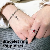 SJ0125 Bijoux de couple : Bague et bracelet Cœur percé par une épée, best-seller d'usine