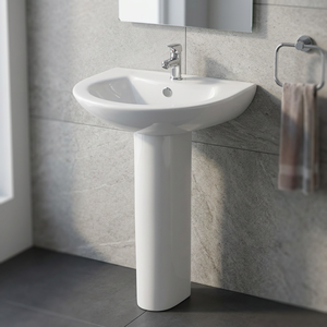 Lavabo en céramique blanche de conception européenne avec piédestal complet pour salle de bain, articles sanitaires - Product Image 5