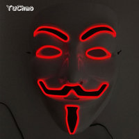 Masque lumineux LED pour Halloween Cosplay Guy Fawkes Hacker V Vendetta Masque Décoration de fête de nuit sombre Accessoire