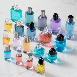 Frasco de vidro luxuoso para perfume, frasco de vidro transparente de luxo, 20ml, 30ml, 50ml e 100ml