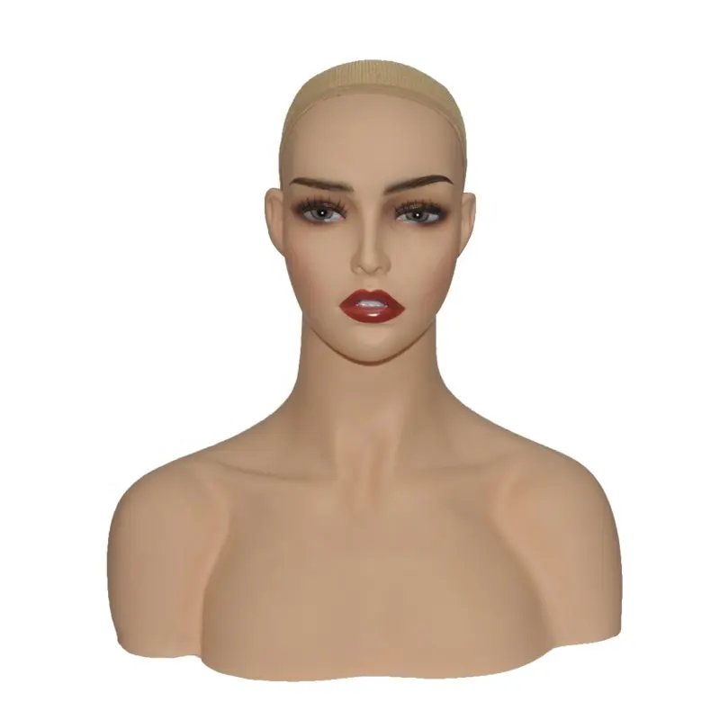 Stand Women Wig Upper Body Mannequins Female Pvc Mannequin Head Maniquines Displaying With Shoulders For Display