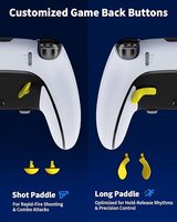 Tige de commande à motif métallique 6-en-1, 2 tiges de contrôle interchangeables, 4 déflecteurs arrière, utilisée pour le remplacement des boutons des accessoires de manette Edge