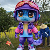Lanterne géante personnalisée en soie, motif animal de dessin animé mignon, pour décoration extérieure de parc à thème, lanterne Grenouille Prince et Dinosaure pour spectacle lumineux de festival