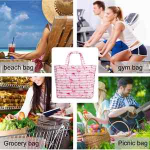 Bolso de mano grande de playa para mujer, bolso de mano de playa personalizado con cremallera impermeable para viajes de comestibles - Product Image 6