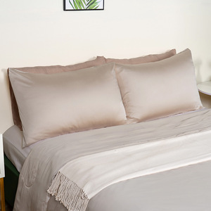 Parure de lit en lyocell de bambou Qin Yue, couleur unie, teinture réactive, tissage sergé, kaki, tailles Twin, Full, Queen, King - Product Image 2