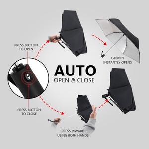 High Quality Strong Foldable Business Modern Automatic Folding Umbrella Custom Logo Printing Promotional Use Lightweight 300g - Product Image 5